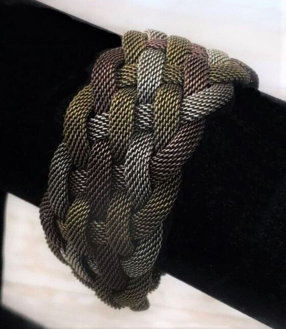 Vintage Bracelet / Bangle - Multi Tone Woven Design